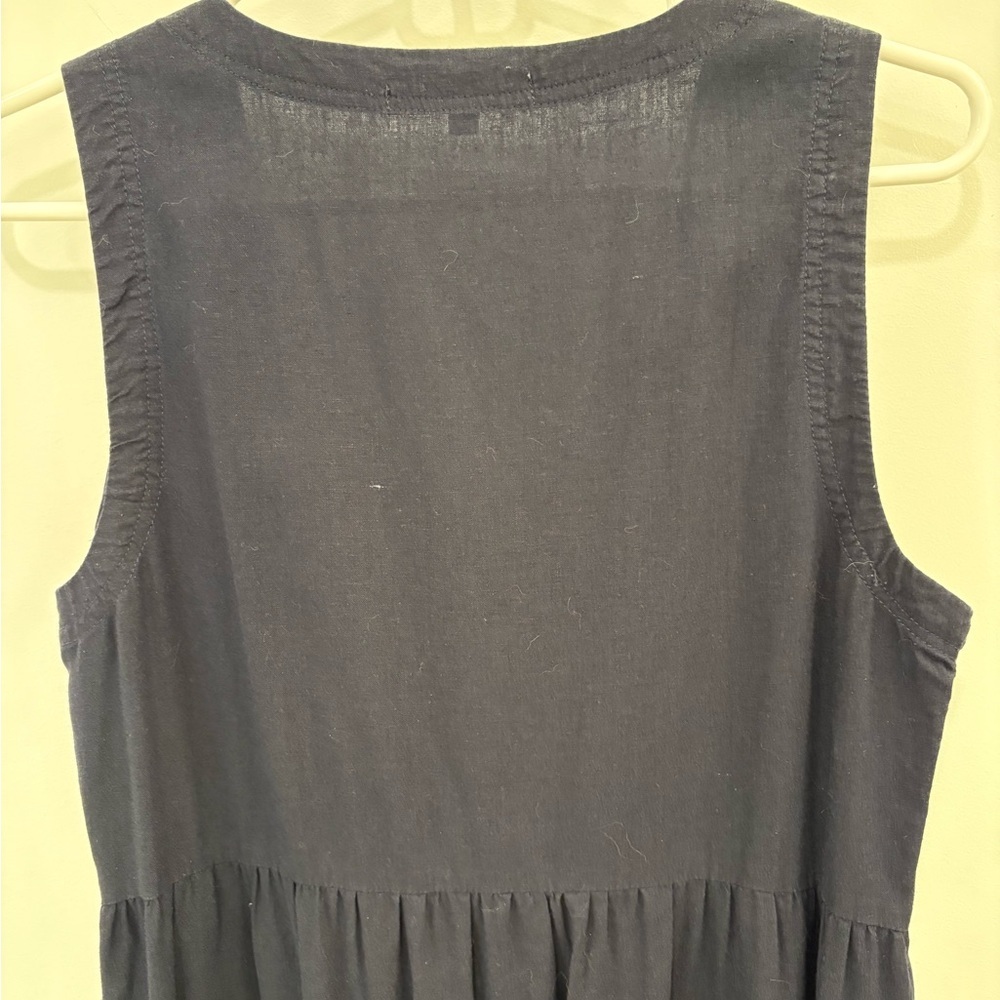 Matty M. Sleeveless Navy Blue Tiered Linen Blend Dress Size Small - Picture 4 of 12